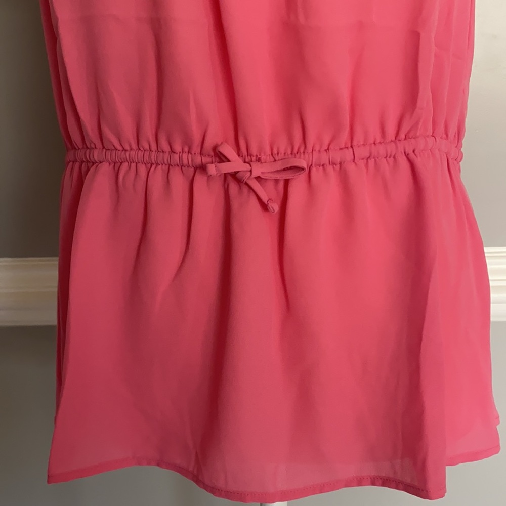 Ann Taylor Petite Mixed Media Tie Waist Top Small Petite - Picture 9 of 11